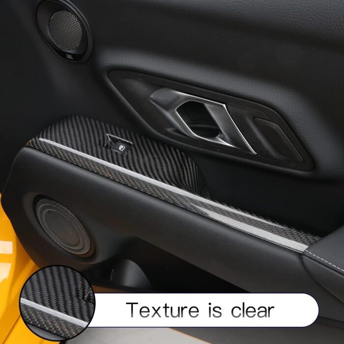 JSWAN Carbon Fiber Pattern Window Lift Switch Panel Decoration Frame Trim Cover for Toyota Supra GR A90 A91 MK5 2019-2024 Window Glass Lift Button Trim Switch Cover(for Left Hand Dirve)