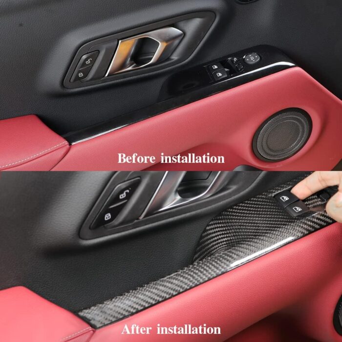 JSWAN Carbon Fiber Pattern Window Lift Switch Panel Decoration Frame Trim Cover for Toyota Supra GR A90 A91 MK5 2019-2024 Window Glass Lift Button Trim Switch Cover(for Left Hand Dirve)