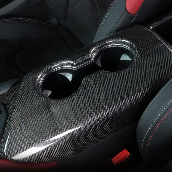 JSWAN Real Carbon Fiber Central Control Armrest Box Cover Stickers for Toyota GR Supra A90 Central Control Armrest Box Storage Cover Car Interior Accessories (Style-1 for Left Drive)