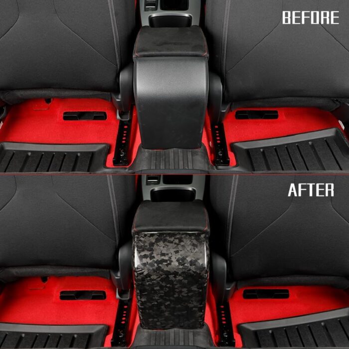 JSWAN Real Carbon Fiber Center Console Armrest Rear Cover Trim Fit for 11th Gen Civic Type r FL5 Typer Center Armrest Rear Kick Protection Cover Gloss Matte Interior Accessories (Forging)