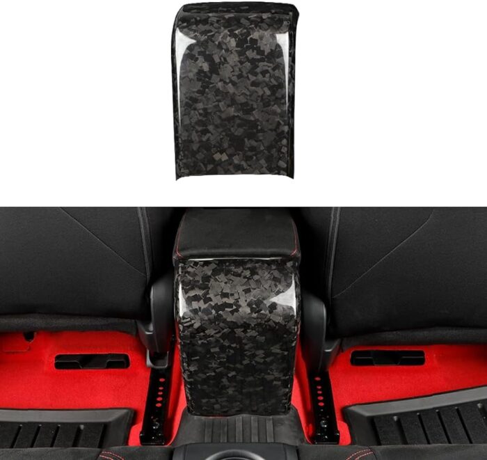 JSWAN Real Carbon Fiber Center Console Armrest Rear Cover Trim Fit for 11th Gen Civic Type r FL5 Typer Center Armrest Rear Kick Protection Cover Gloss Matte Interior Accessories (Forging)