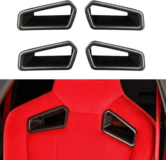 JSWAN Real Carbon Fiber Backseat Cover Fit for 11th Gen Civic Type r FL5 Typer (2024-2023) Seat Backrest Trim Overlay Seat Back Cover Seat Cover (Bright Black, 2pcs Seat Back Cover)