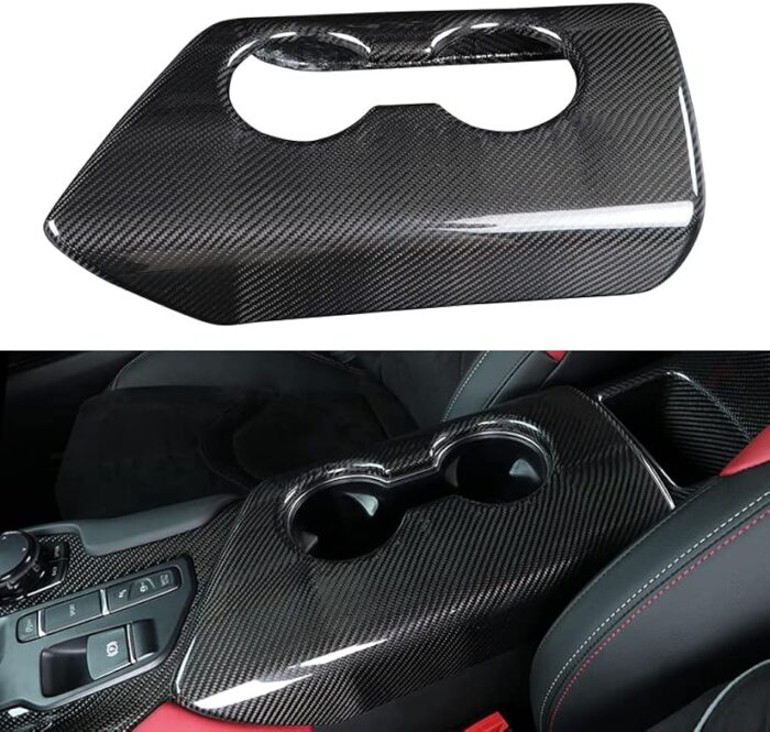 JSWAN Real Carbon Fiber Central Control Armrest Box Cover Stickers for Toyota GR Supra A90 Central Control Armrest Box Storage Cover Car Interior Accessories (Style-1 for Left Drive)