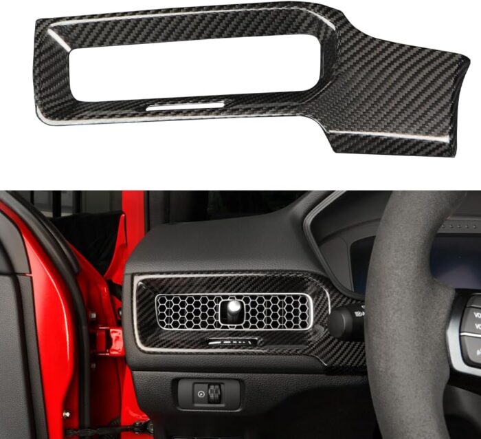 JSWAN Carbon Fiber Dashboard Air Vent Wind Outlet Panel Cover Fit for 11th Gen Civic Type r FL5 (2023) Typer Car Pilot Air Vent Outlet Panel Cover Headlight Power Switch Panel Cover (Forging)