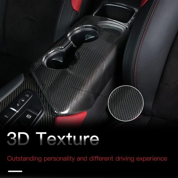 JSWAN Real Carbon Fiber Central Control Armrest Box Cover Stickers for Toyota GR Supra A90 Central Control Armrest Box Storage Cover Car Interior Accessories (Style-1 for Left Drive)