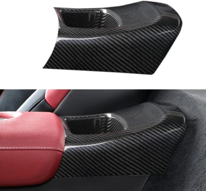 JSWAN Real Carbon Fiber Central Control Armrest Box Cover Stickers for Toyota GR Supra A90 Central Control Armrest Box Storage Cover Car Interior Accessories (Style-1 for Left Drive)