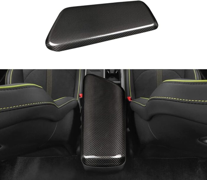 JSWAN Real Carbon Fiber Central Console Armrest Panel Cover Fit for KIA EV6 2021-2024 Armrest Storage Box Mat, Car Armrest Box Cap,Console Lid Pad Arm Rest Elbow Cushion (Matte Black)