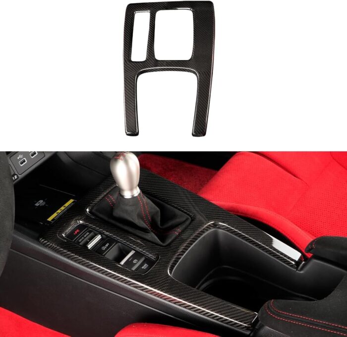 JSWAN Real Carbon Fiber Center Console Gear Shift Panel Cover Trim Central Control Panel Frame for 11th Gen Type R FL5 Typer (2023) Central Control Panel Gear Frame Cover (Matte Black)