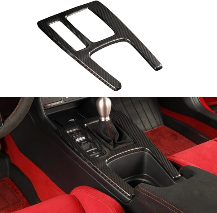 JSWAN Real Carbon Fiber Center Console Gear Shift Panel Cover Trim Central Control Panel Frame for 11th Gen Type R FL5 Typer (2023) Central Control Panel Gear Frame Cover (Matte Black)