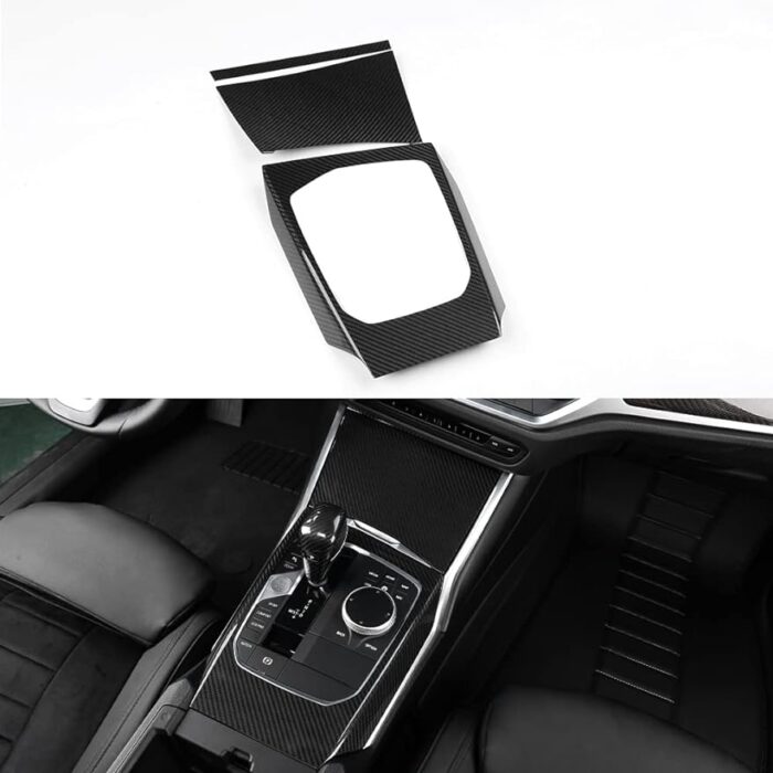 JSWAN Carbon Fiber Center Console Trim Cover Gear Shift Panel Frame Sticker for BMW 2 3 4 Series G20 G22 G42 330i 325i 430i 425 M2 M3 M4 G80 G82 G87 Center Console Dashboard Panel Cup Holder Cover