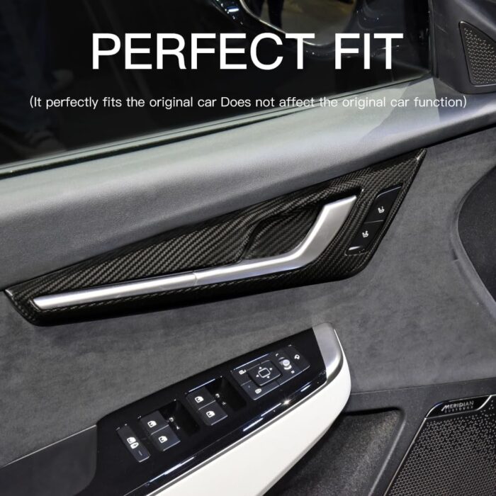 JSWAN 4pcs Real Carbon Fiber Inner Door Panel Trim Cover for Kia EV6 GTline GT(2022-2024) Door Handle Cover Door Armrest Panel Cover (Gloss with Switch Hole)