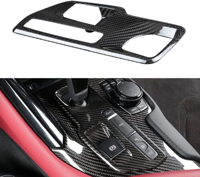 JSWAN Carbon Fiber Ultra Thin Center Console Gear Panel Sticker for Supra GR A90 LHD Gear Shift Panel Covers Frame, Car Interior Accessories