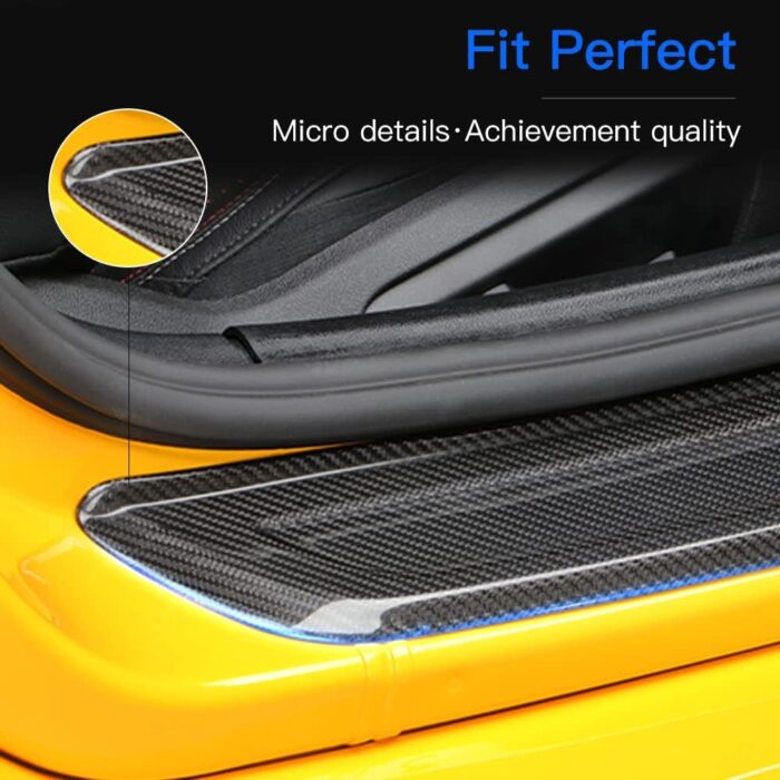 JSWAN 100% Real Carbon Fiber Car Door Pedal Cover for Supra GR A90 MK5 2019-2023 Car Internal Door Sill Trim Strip Sticker, Interior Decoration Accessories (Bright Black)