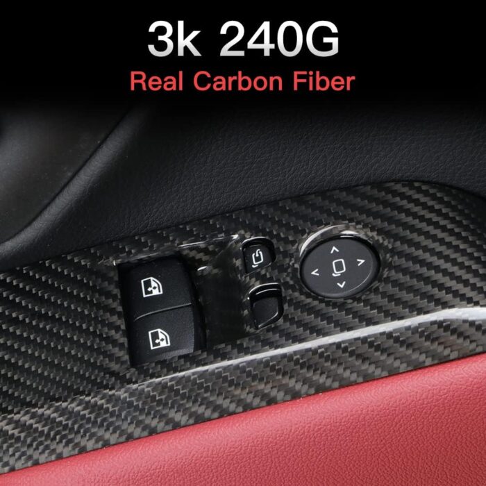 JSWAN Carbon Fiber Pattern Window Lift Switch Panel Decoration Frame Trim Cover for Toyota Supra GR A90 A91 MK5 2019-2024 Window Glass Lift Button Trim Switch Cover(for Left Hand Dirve)