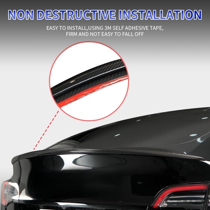 JSWAN Real Carbon Fiber Rear Spoiler Wing Fit for Tesla Model Y Rear Lip Trunk Spoiler Tail Spoiler Wing Rear Trunk Spoiler Lip Tail Wing Rear Trunk Lid (Model Y Gloss Black)