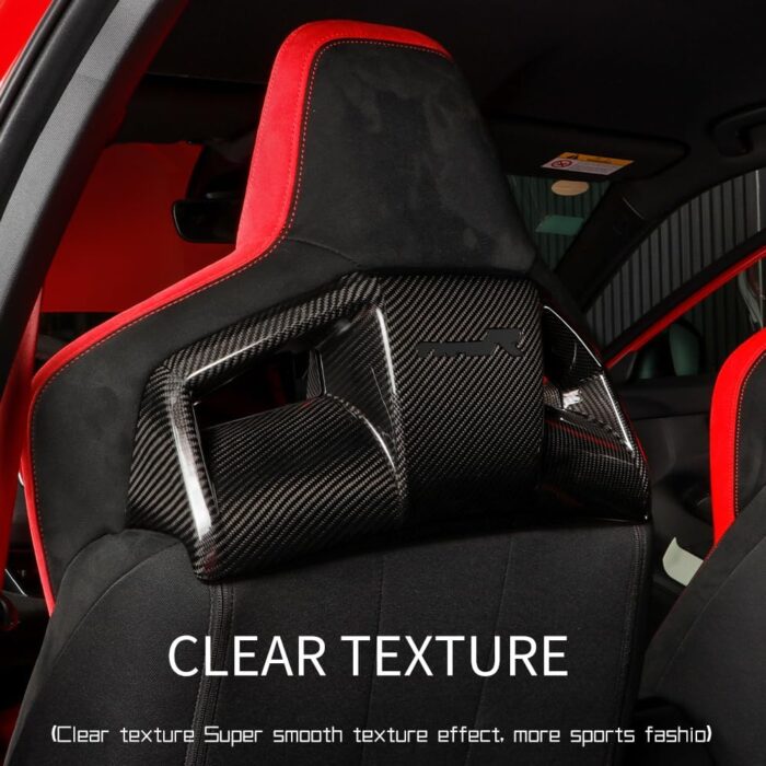 JSWAN Real Carbon Fiber Backseat Cover Fit for 11th Gen Civic Type r FL5 Typer (2024-2023) Seat Backrest Trim Overlay Seat Back Cover Seat Cover (Bright Black, 2pcs Seat Back Cover)