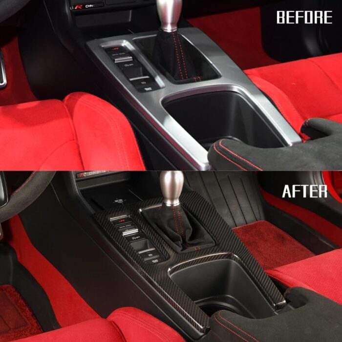 JSWAN Real Carbon Fiber Center Console Gear Shift Panel Cover Trim Central Control Panel Frame for 11th Gen Type R FL5 Typer (2023) Central Control Panel Gear Frame Cover (Matte Black)