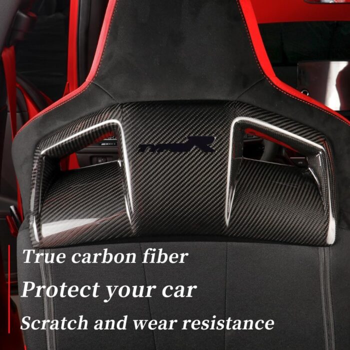 JSWAN Real Carbon Fiber Backseat Cover Fit for 11th Gen Civic Type r FL5 Typer (2024-2023) Seat Backrest Trim Overlay Seat Back Cover Seat Cover (Bright Black, 2pcs Seat Back Cover)