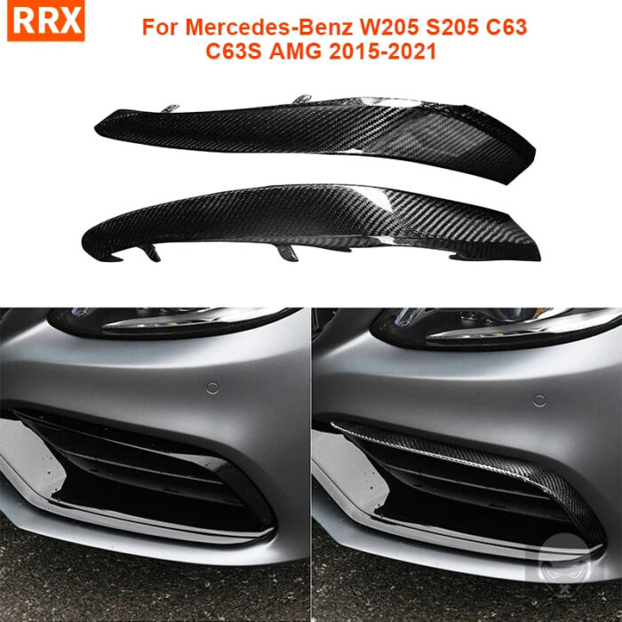 Coupe Two-Door/Four-Door Front Bumper Fog Lamp Air Knife Real Carbon Fiber For Mercedes-Benz W205 S205 C63 C63S AMG 2015-2021