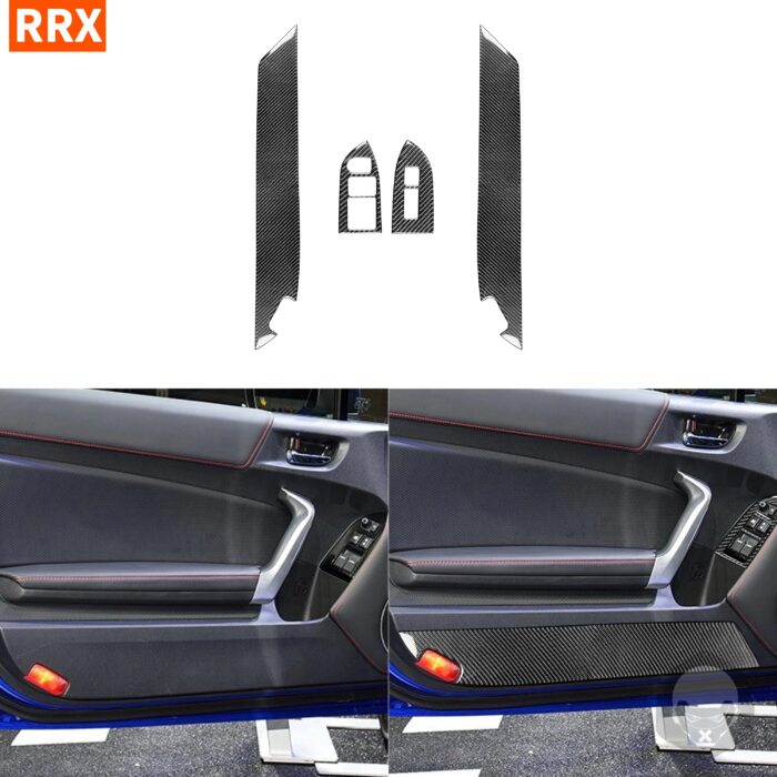 For Toyota 86 Subaru BRZ 2017-2019 Black Carbon Fiber Stickers Reflector Panel Window Lift Control Set Interiors Car Accessories