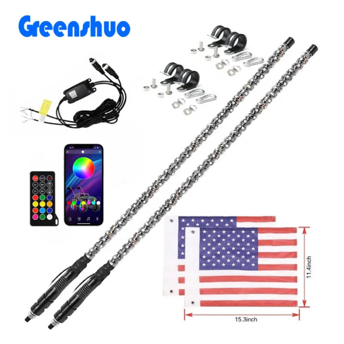 App Remote Control Led Antenna Truck Atv Utv 3ft 4ft 5ft Led Safety Whip Light