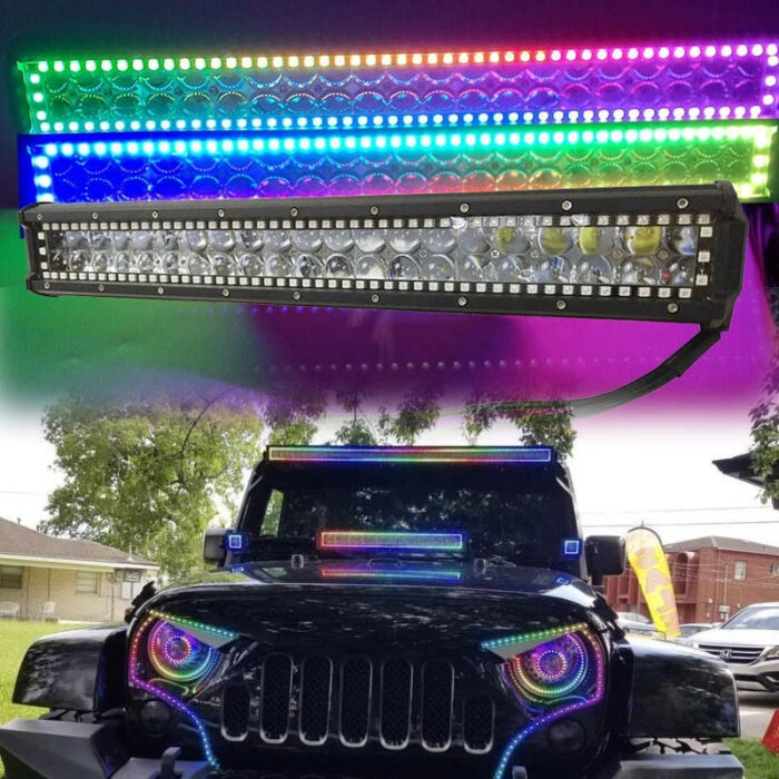 Wholesale Led Light Bar With RGB Halo Ring Multicolor Chasing Work Light Driving Lamp Bluetooth APP Control