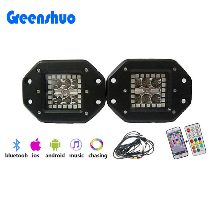 4inch RGB Chasing Halo Flush Mount Led Work Light for Car Jeep Offroad Truck