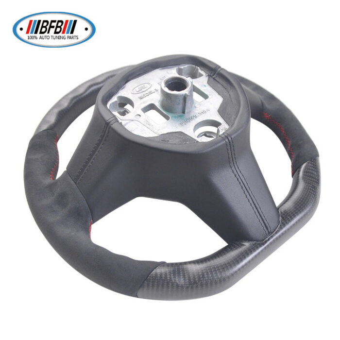 100% Real Carbon Fiber Matte Black Steering Wheel with Red Stitching and Suede - For Tesla Model 3 Y - Modification